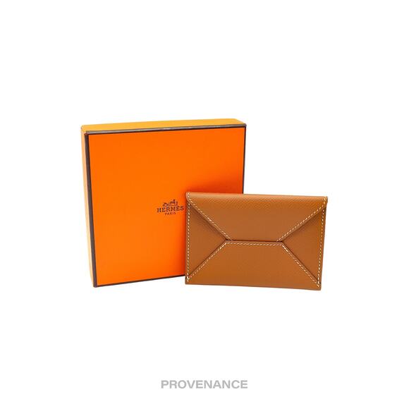 🔴 Hermes Envelope PM Card Case - Gold Epsom Leather